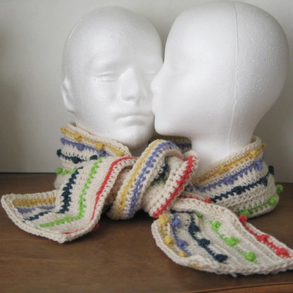 Long Striped Scarf off-white/multicolor men women - Picture 12 of 13